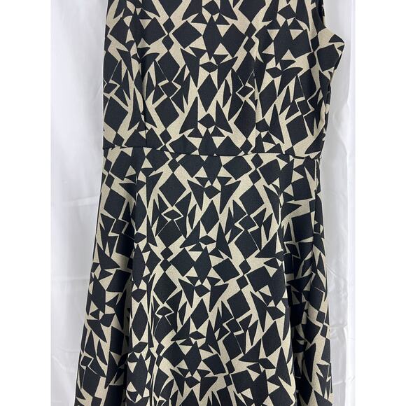 Anthropologie Everly Black/Tan Fit & Flare Geometric Fully Lined Dress Size S - Picture 5 of 7